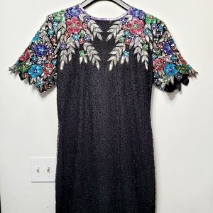 Vintage Stenay black beaded sequined dress.